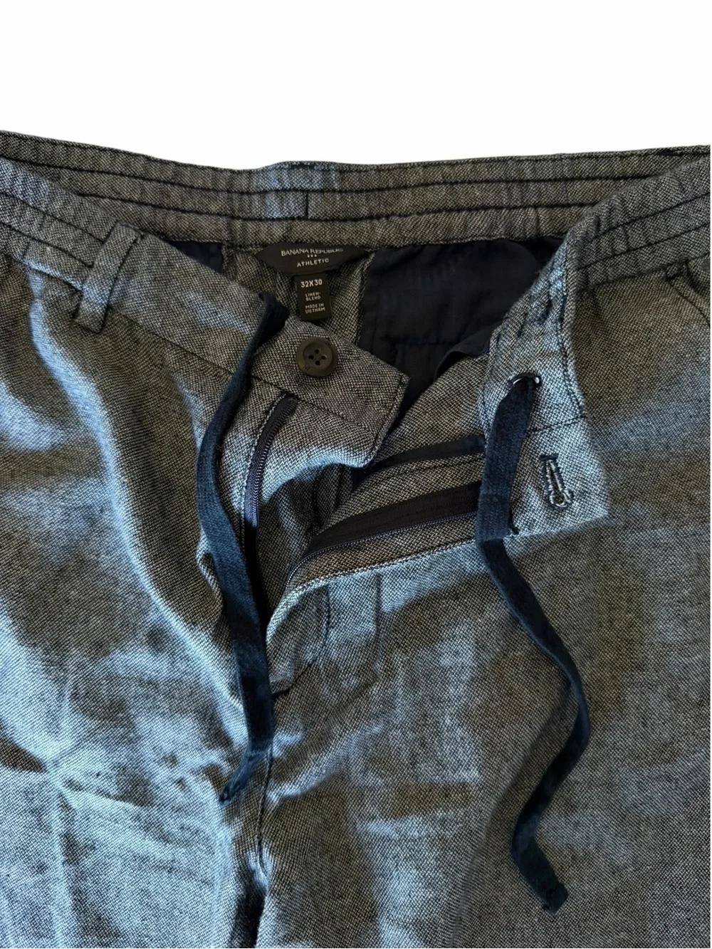 Banana Republic Mens 32x30 Athletic Linen Blend Pants Gray Tapered
